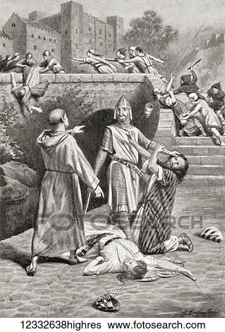 Stock Photograph - Bernard of Clairvaux defends the Jews during the second crusade, (11471149). Bernard of Clairvaux, 1090 1153. French abbot and the primary reformer of the Cistercian order. From Hutchinson's History of the Nations, published 1915.. Fotosearch