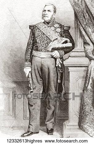 Stock Photograph - Bernard Pierre Magnan, 1791 - 1865. Marshal of France. From Album-Evenement, Prime du Journal L'Evenement, published 1865.. Fotosearch