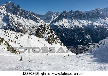 Stock Photograph - Brevent-Flegere Ski Area; Chamonix, France. Fotosearch