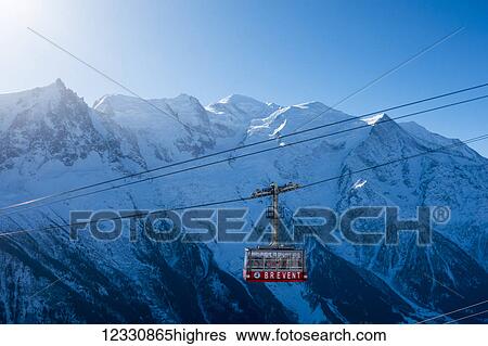 Stock Photograph - Brevent Tram, Brevent-Flegere Ski Area; Chamonix, France. Fotosearch
