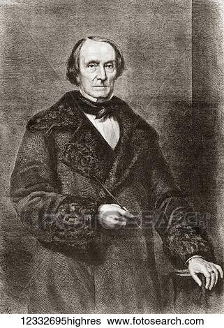 Stock Photograph - Carl August Peter Cornelius, 1824 1874. German composer, writer about music, poet and translator. From L'Univers Illustre published 1867.. Fotosearch