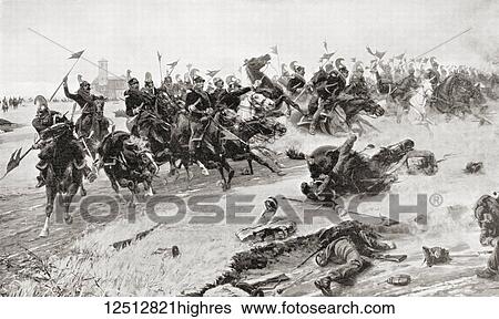 Stock Photograph - Cavalry charge at The Battle of Novara aka Battle of Bicocca, 1849, fought between the Austrian Empire and the Kingdom of Sardinia during the First Italian War of Independence. From Hutchinson's History of the Nations, published 1915.. Fotosearch