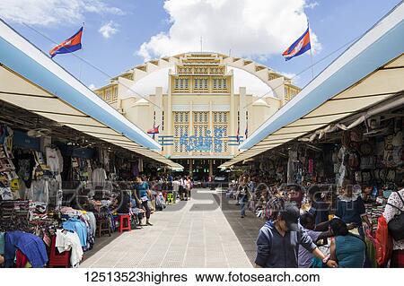 Stock Photograph - Central Market Hall; Phnom Penh, Cambodia. Fotosearch