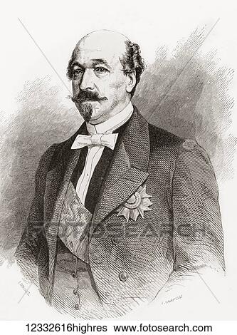 Stock Photograph - Charles Auguste Louis Joseph Demorny or de Morny, 1er Duc de Morny, 1811 - 1865. French statesman. From Album Evenement, Prime du Journal L'Evenement, published 1865.. Fotosearch