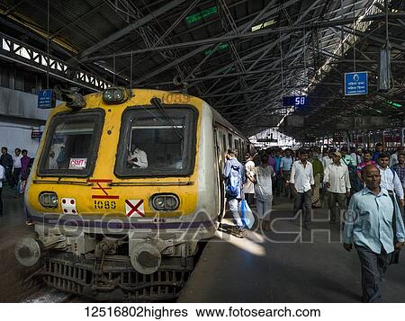 Stock Photograph - Chhatrapati Shivaji Maharaj Terminus, formerly known as Victoria Terminus Station, a historic railway station and a UNESCO World Heritage Site; Mumbai, Maharashtra, India. Fotosearch