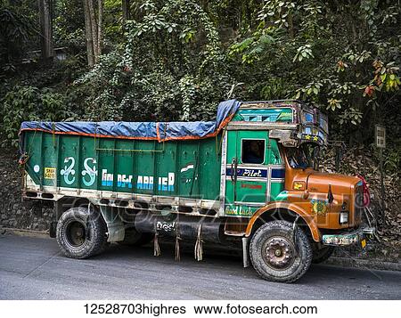 Colourful transport truck parked on the street; Sikkim, India View Large Photo Image Stock Photograph - Colourful transport truck parked on the street; Sikkim, India. Fotosearch