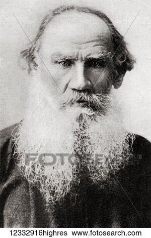 Stock Photograph - Count Lev Nikolayevich Tolstoy, 1828 1910, aka Leo Tolstoy. Russian author. From Hutchinson's History of the Nations, published 1915.. Fotosearch