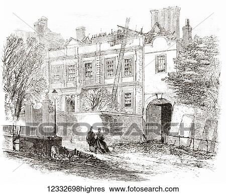 Stock Photograph - Cromwell House, Highgate Hill, London, England in the 19th century. From L'Univers Illustre published 1867.. Fotosearch