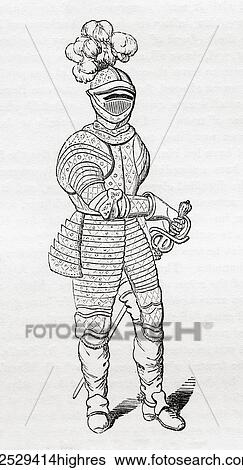 Stock Photograph - Cuirassier, 1645. From Old England: A Pictorial Museum, published 1847.. Fotosearch