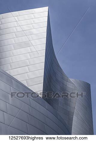 Stock Photograph - Curves and contours of the Walt Disney Concert Hall; Los Angeles, California, United States of America. Fotosearch