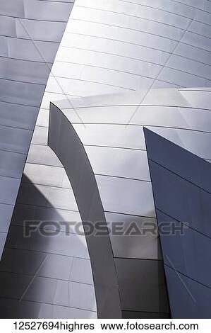 Stock Photograph - Curves and contours of the Walt Disney Concert Hall; Los Angeles, California, United States of America. Fotosearch