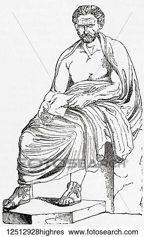 Stock Photograph - Demosthenes, 384 322 BC. Greek statesman and orator of ancient Athens. From Ward and Lock's Illustrated History of the World, published c. 1882.. Fotosearch