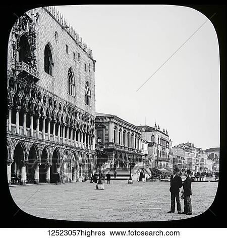Doge's Palace and Riva degli Schiavoni, Venice circa 1900 on a magic lantern slide. Photographs created in 1888 by Joseph John William; Venice, Italy View Large Photo Image Stock Photograph - Doge's Palace and Riva degli Schiavoni, Venice circa 1900 on a magic lantern slide. Photographs created in 1888 by Joseph John William; Venice, Italy. Fotosearch
