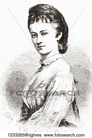 Stock Photograph - Duchess Sophie Charlotte Augustine in Bavaria, 1847 1897. Granddaughter-in-law of King Louis-Philippe of France. From L'Univers Illustre published 1867.. Fotosearch