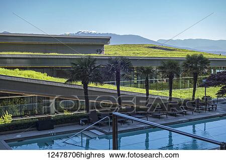 Earth sheltered building and sheltered outdoor swimming pool; Vancouver, British Columbia, Canada View Large Photo Image Stock Photograph - Earth sheltered building and sheltered outdoor swimming pool; Vancouver, British Columbia, Canada. Fotosearch