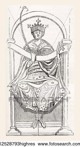 Stock Photograph - Edgar, c.?943 - 975, aka the Peaceful or the Peaceable. King of England, 959 - 975. Old England: A Pictorial Museum, published 1847.. Fotosearch