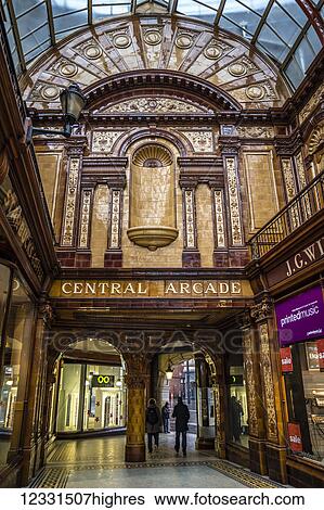 Elegant Edwardian tiled shopping arcade built in 1906; Newcastle upon Tyne, Tyne and Wear, England View Large Photo Image Stock Photograph - Elegant Edwardian tiled shopping arcade built in 1906; Newcastle upon Tyne, Tyne and Wear, England. Fotosearch