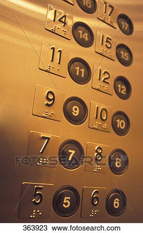Stock Image - Elevator buttons. Fotosearch