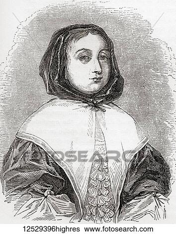Stock Photograph - Elizabeth Cromwell, ne Bourchier, 15981665. Wife of Oliver Cromwell, Lord Protector of England, Scotland and Ireland. From Old England: A Pictorial Museum, published 1847.. Fotosearch