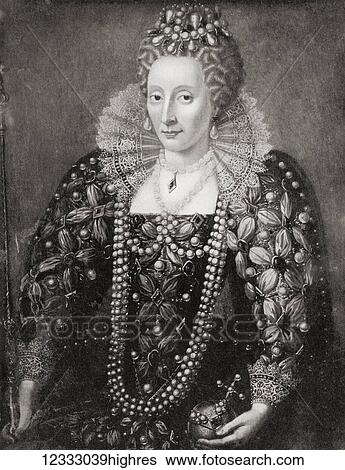 Stock Photograph - Elizabeth I, aka The Virgin Queen, Gloriana or Good Queen Bess, 1533 1603. Queen of England and Ireland. From Hutchinson's History of the Nations, published 1915.. Fotosearch