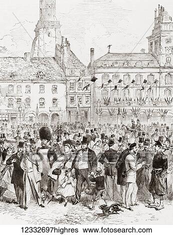 English tourists disembarking at the port of Calais, France for the The International Exposition of 1867. From L'Univers Illustre published 1867. View Large Photo Image Stock Photograph - English tourists disembarking at the port of Calais, France for the The International Exposition of 1867. From L'Univers Illustre published 1867.. Fotosearch