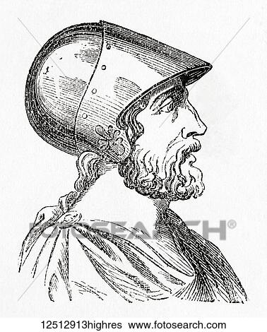 Stock Photograph - Epaminondas, d. 362 BC. Theban general and statesman of the 4th century BC. From Ward and Lock's Illustrated History of the World, published c. 1882.. Fotosearch