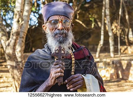 Stock Photograph - Ethiopian Orthodox priest; Wukro, Tigray Region, Ethiopia. Fotosearch