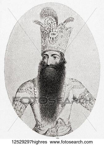Stock Photograph - Fath-Ali Shah Qajar, aka Fathalishah, Fathali Shah, Fath Ali Shah, 1772 1834. Second Shah (Qajar emperor) of Iran. From Hutchinson's History of the Nations, published 1915. Fotosearch