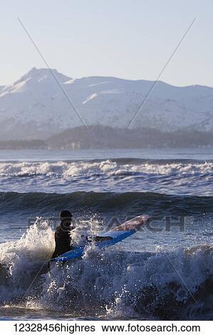 Female surfer enters the waters of Kachemak Bay, South-central Alaska; Homer, Alaska, United States of America View Large Photo Image Stock Photograph - Female surfer enters the waters of Kachemak Bay, South-central Alaska; Homer, Alaska, United States of America. Fotosearch