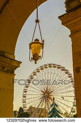 Stock Photograph - Ferris Wheel, Place Massena; Nice, Cote D'azur, France. Fotosearch