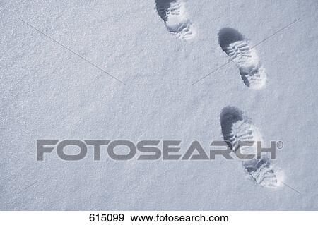 Stock Photo - Footprints in the snow. Fotosearch
