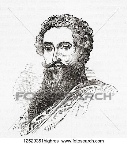 Stock Photograph - Francis Beaumont, 1584 1616. Dramatist in the English Renaissance theatre. From Old England: A Pictorial Museum, published 1847.. Fotosearch