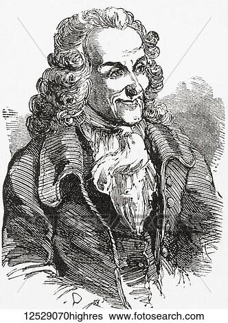 Stock Photograph - Franois-Marie Arouet, 1694 1778, also known by his nom de plume Voltaire. French Enlightenment writer, historian and philosopher. From Ward and Lock's Illustrated History of the World, published c. 1882.. Fotosearch