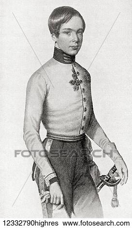 Stock Photograph - Franz Joseph I or Francis Joseph I, 1830 1916. Emperor of Austria and King of Hungary. Seen here as a young man. From Hutchinson's History of the Nations, published 1915. Fotosearch