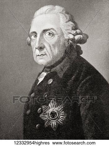 Stock Photograph - Frederick II aka Frederick the Great, 1712 1786. Elector of Brandenburg and King of Prussia. From Hutchinson's History of the Nations, published 1915.. Fotosearch