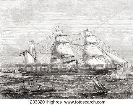 French steam powered transatlantic liner Preire (1866-1888). From Les Merveilles de la Science, published 1870. View Large Photo Image Stock Photograph - French steam powered transatlantic liner Preire (1866-1888). From Les Merveilles de la Science, published 1870.. Fotosearch
