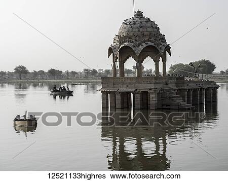 Stock Photograph - Gadsisar Lake; Jaisalmer, Rajasthan, India. Fotosearch