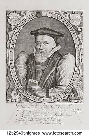 Stock Photograph - George Abbot, 15621633. Anglican divine. Master of University College, Oxford from 1597, Dean of Winchester from 1600, Archbishop of Canterbury from 1611. After an engraving by Simon van de Passe (c. 1595-1647) from Woodburns Gallery of Rare.... Fotosearch