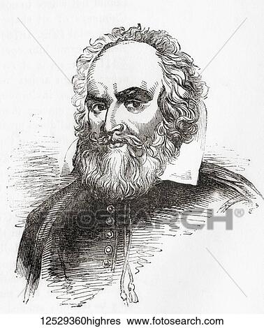 Stock Photograph - George Chapman, c. 1559 1634. English dramatist, translator, and poet. From Old England: A Pictorial Museum, published 1847.. Fotosearch