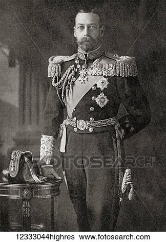 Stock Photograph - George V, 1865 1936. King of the United Kingdom and the British Dominions, and Emperor of India. From Hutchinson's History of the Nations, published 1915.. Fotosearch