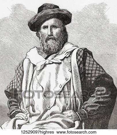 Stock Photograph - Giuseppe Garibaldi, 1807 1882. Italian general, politician and nationalist. From Ward and Lock's Illustrated History of the World, published c. 1882.. Fotosearch