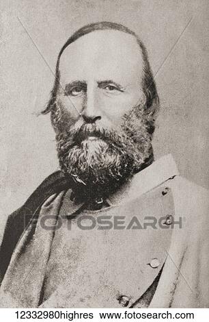 Stock Photograph - Giuseppe Garibaldi, 1807 - 1882. Italian general, politician and nationalist. From Garibaldi and the Making of Italy, June-November 1860, published 1920.. Fotosearch