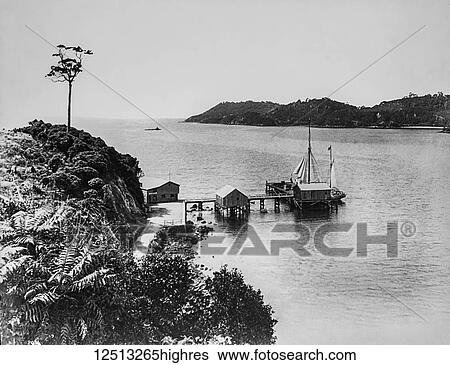 Glass Negative circa 1900. Victorian. Social History. A pier in New Zealand with sailing boat berthed View Large Photo Image Stock Photograph - Glass Negative circa 1900. Victorian. Social History. A pier in New Zealand with sailing boat berthed. Fotosearch