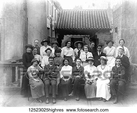 Glass Negative circa 1900. Victorian. Social History. Posed photograph of a group of ladies and gentlemen View Large Photo Image Stock Photograph - Glass Negative circa 1900. Victorian. Social History. Posed photograph of a group of ladies and gentlemen. Fotosearch