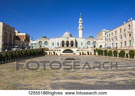 Stock Photograph - Great Mosque of Asmara, also known as Al Kulafah Al Rashidan; Asmara, Central Region, Eritrea. Fotosearch