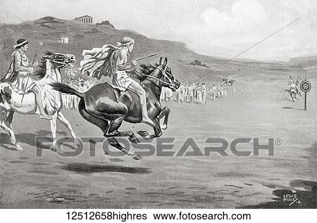 Greek horsemen throwing the javelin. From Hutchinson's History of the Nations, published 1915. View Large Photo Image Stock Photograph - Greek horsemen throwing the javelin. From Hutchinson's History of the Nations, published 1915.. Fotosearch