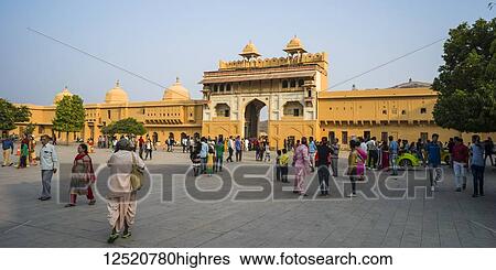 Stock Photograph - Groups of tourists at Amer Fort; Jaipur, Rajasthan, India. Fotosearch
