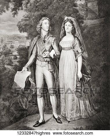 Stock Photograph - Gustav IV Adolf and his wife Frederica of Baden. Gustav IV Adolf aka Gustav IV Adolph, 1778 1837. King of Sweden from 1792 until his abdication in 1809. Friederike Frederica Dorothea Wilhelmina of Baden, 1781 -1826. Queen consort of Sweden..... Fotosearch