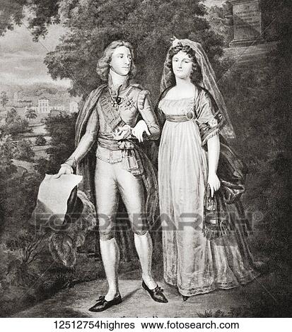 Stock Photograph - Gustav IV Adolf of Sweden and his wife Frederica of Baden. Gustav IV Adolf or Gustav IV Adolph, 1778 1837. King of Sweden. Friederike Frederica Dorothea Wilhelmina of Baden, 1781 - 1826. Queen consort of Sweden. From Hutchinson's History of the.... Fotosearch