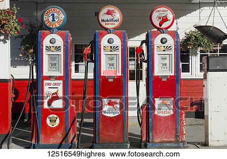 Gustavus Dray, a pre-WWII replica Mobil gas station, an active gas station and gift shop at the intersection of two main roads, Southeast Alaska; Gustavus, Alaska, United States of America View Large Photo Image Stock Photograph - Gustavus Dray, a pre-WWII replica Mobil gas station, an active gas station and gift shop at the intersection of two main roads, Southeast Alaska; Gustavus, Alaska, United States of America. Fotosearch
